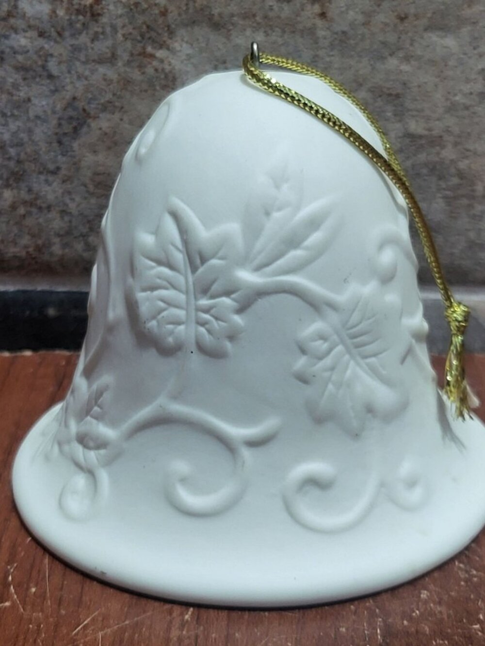 Vintage Matte White Porcelain Bell Ornament
